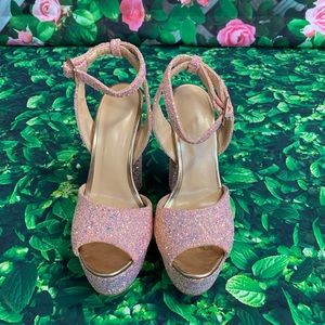 Pink Glitter Platform Heels